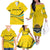 Rwanda Family Matching Off The Shoulder Long Sleeve Dress and Hawaiian Shirt with Basketball League Court Hoop Yellow Wave Spirit