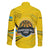 Rwanda Family Matching Off The Shoulder Long Sleeve Dress and Hawaiian Shirt with Basketball League Court Hoop Yellow Wave Spirit