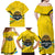 Rwanda Family Matching Off Shoulder Maxi Dress and Hawaiian Shirt with Basketball League Court Hoop Yellow Wave Spirit