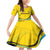 Rwanda Family Matching Off Shoulder Short Dress and Hawaiian Shirt with Basketball League Court Hoop Yellow Wave Spirit