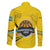 Rwanda Family Matching Off Shoulder Short Dress and Hawaiian Shirt with Basketball League Court Hoop Yellow Wave Spirit