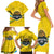 Rwanda Family Matching Short Sleeve Bodycon Dress and Hawaiian Shirt with Basketball League Court Hoop Yellow Wave Spirit
