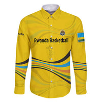 Rwanda Family Matching Summer Maxi Dress and Hawaiian Shirt with Basketball League Court Hoop Yellow Wave Spirit