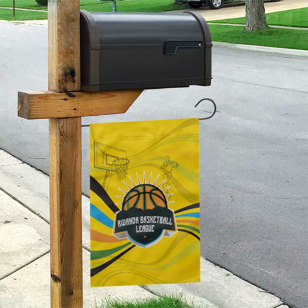 Rwanda Garden Flag with Basketball League Court Hoop Yellow Wave Spirit