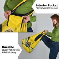 Rwanda Grocery Bag with Basketball League Court Hoop Yellow Wave Spirit