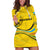 Rwanda Hoodie Dress with Basketball League Court Hoop Yellow Wave Spirit