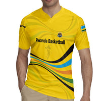 Rwanda Rugby Jersey with Basketball League Court Hoop Yellow Wave Spirit