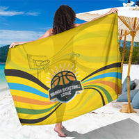 Rwanda Sarong with Basketball League Court Hoop Yellow Wave Spirit