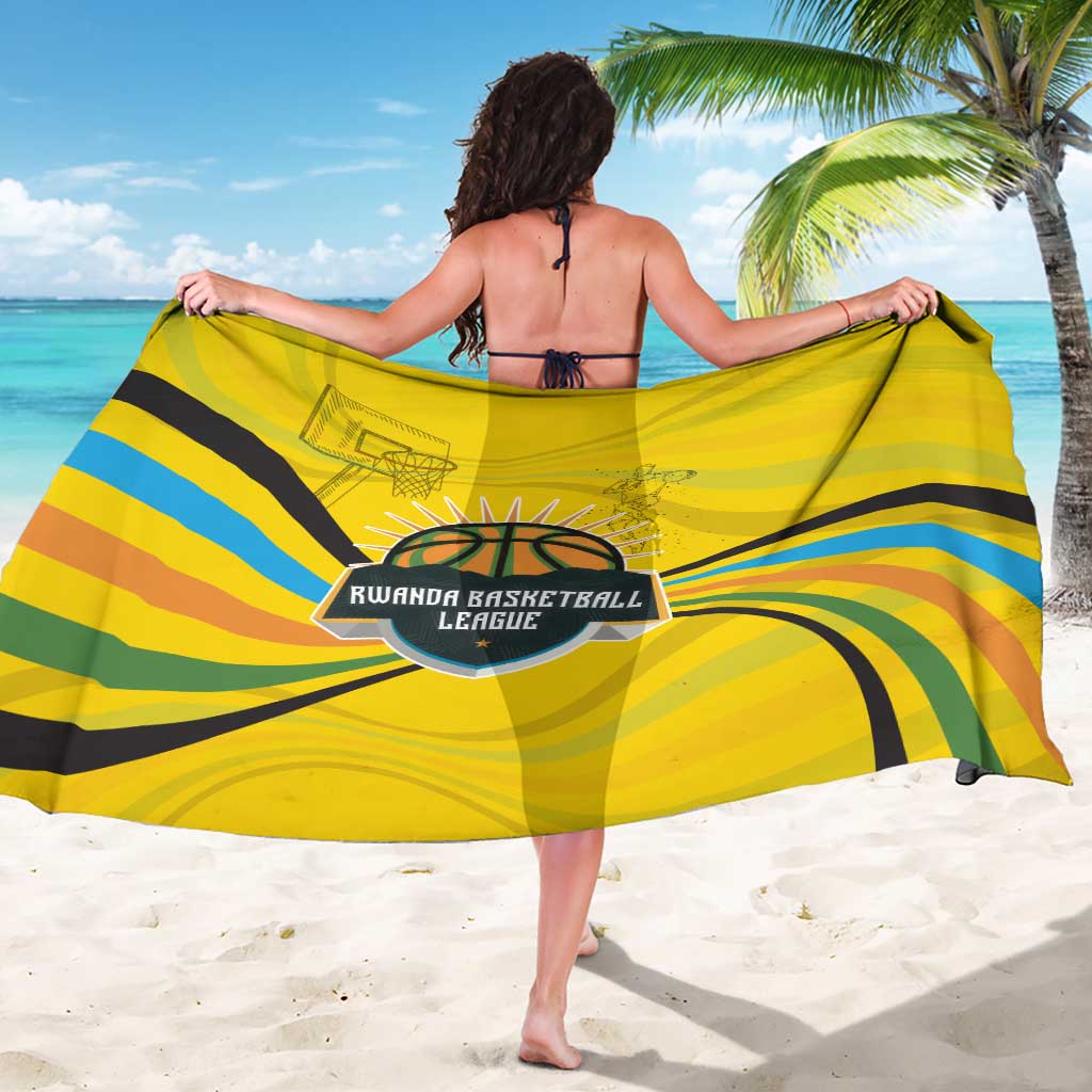 Rwanda Sarong with Basketball League Court Hoop Yellow Wave Spirit