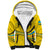 Rwanda Sherpa Hoodie with Basketball League Court Hoop Yellow Wave Spirit