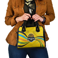 Rwanda Shoulder Handbag with Basketball League Court Hoop Yellow Wave Spirit