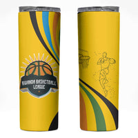 Rwanda Skinny Tumbler with Basketball League Court Hoop Yellow Wave Spirit