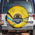 Rwanda Spare Tire Cover with Basketball League Court Hoop Yellow Wave Spirit