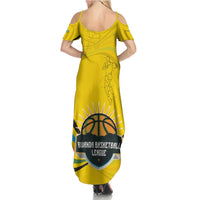 Rwanda Summer Maxi Dress with Basketball League Court Hoop Yellow Wave Spirit
