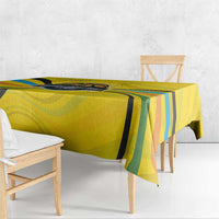Rwanda Tablecloth with Basketball League Court Hoop Yellow Wave Spirit