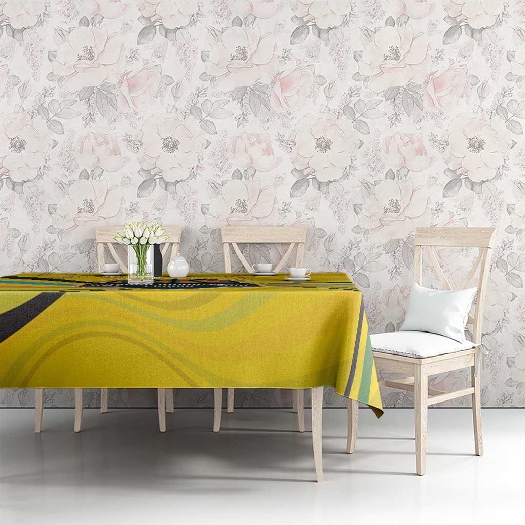 Rwanda Tablecloth with Basketball League Court Hoop Yellow Wave Spirit