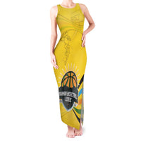 Rwanda Tank Maxi Dress with Basketball League Court Hoop Yellow Wave Spirit