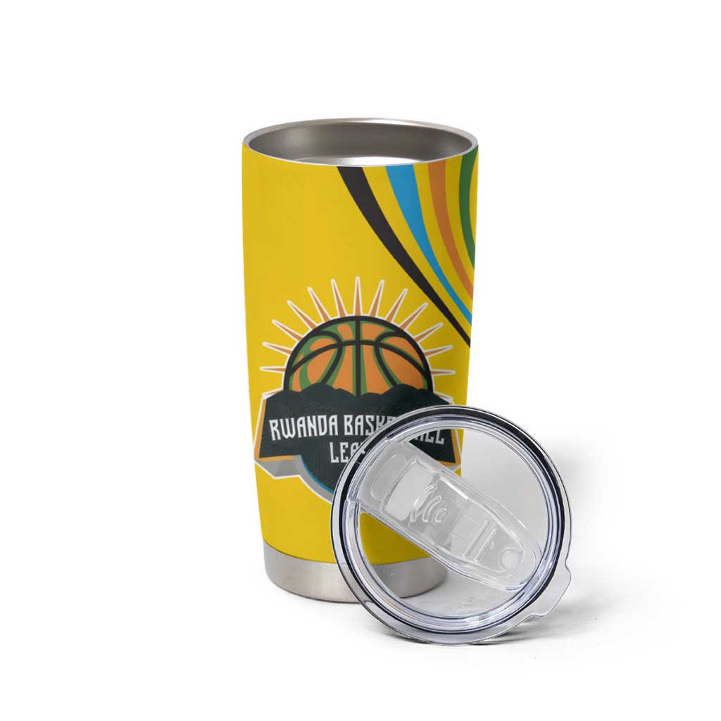 Rwanda Tumbler Cup with Basketball League Court Hoop Yellow Wave Spirit