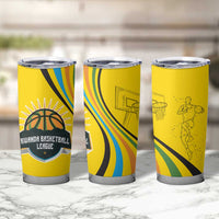 Rwanda Tumbler Cup with Basketball League Court Hoop Yellow Wave Spirit