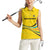 Rwanda Women Sleeveless Polo Shirt with Basketball League Court Hoop Yellow Wave Spirit