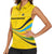 Rwanda Women Sleeveless Polo Shirt with Basketball League Court Hoop Yellow Wave Spirit