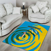 Rwanda Area Rug with Imigongo Spiraling Flag Hand Wave Time Spirit