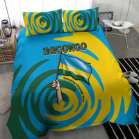Rwanda Bedding Set with Imigongo Spiraling Flag Hand Wave Time Spirit