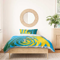 Rwanda Bedding Set with Imigongo Spiraling Flag Hand Wave Time Spirit