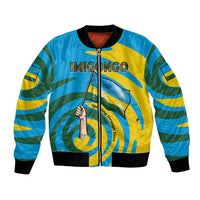 Rwanda Bomber Jacket with Imigongo Spiraling Flag Hand Wave Time Spirit