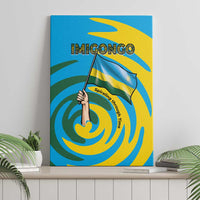 Rwanda Canvas Wall Art with Imigongo Spiraling Flag Hand Wave Time Spirit