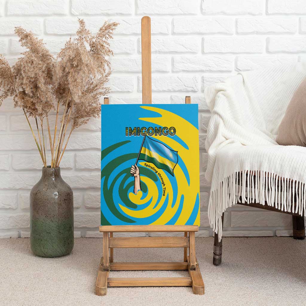 Rwanda Canvas Wall Art with Imigongo Spiraling Flag Hand Wave Time Spirit