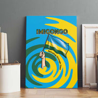 Rwanda Canvas Wall Art with Imigongo Spiraling Flag Hand Wave Time Spirit