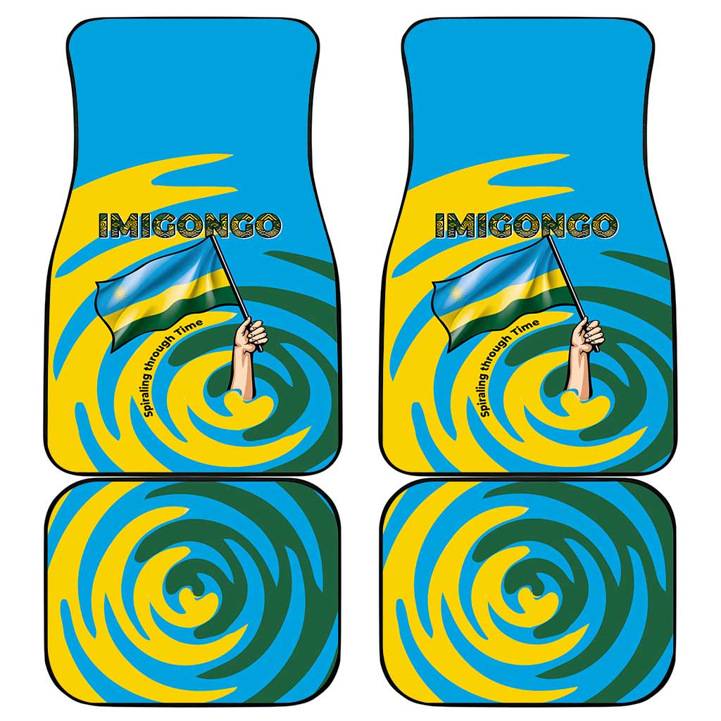 Rwanda Car Mats with Imigongo Spiraling Flag Hand Wave Time Spirit