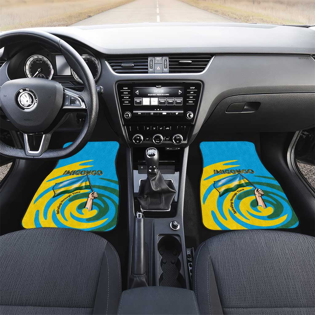 Rwanda Car Mats with Imigongo Spiraling Flag Hand Wave Time Spirit