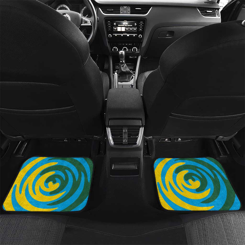 Rwanda Car Mats with Imigongo Spiraling Flag Hand Wave Time Spirit