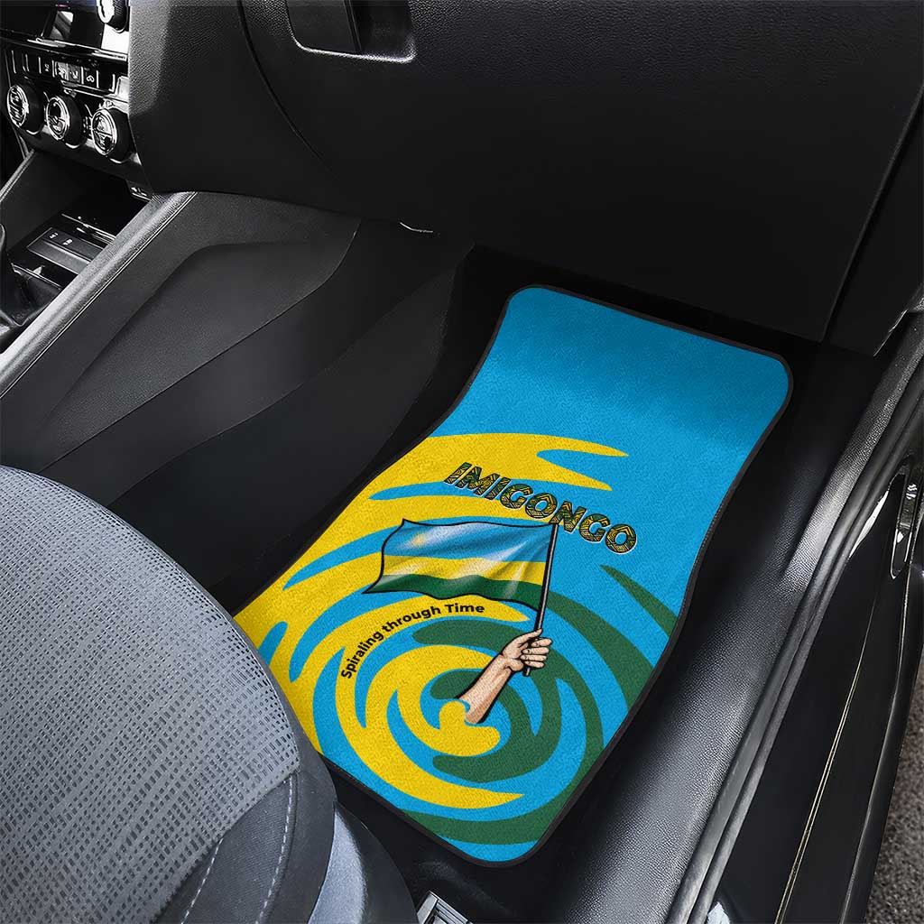 Rwanda Car Mats with Imigongo Spiraling Flag Hand Wave Time Spirit
