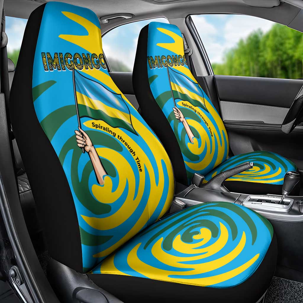 Rwanda Car Seat Cover with Imigongo Spiraling Flag Hand Wave Time Spirit