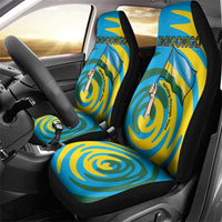 Rwanda Car Seat Cover with Imigongo Spiraling Flag Hand Wave Time Spirit