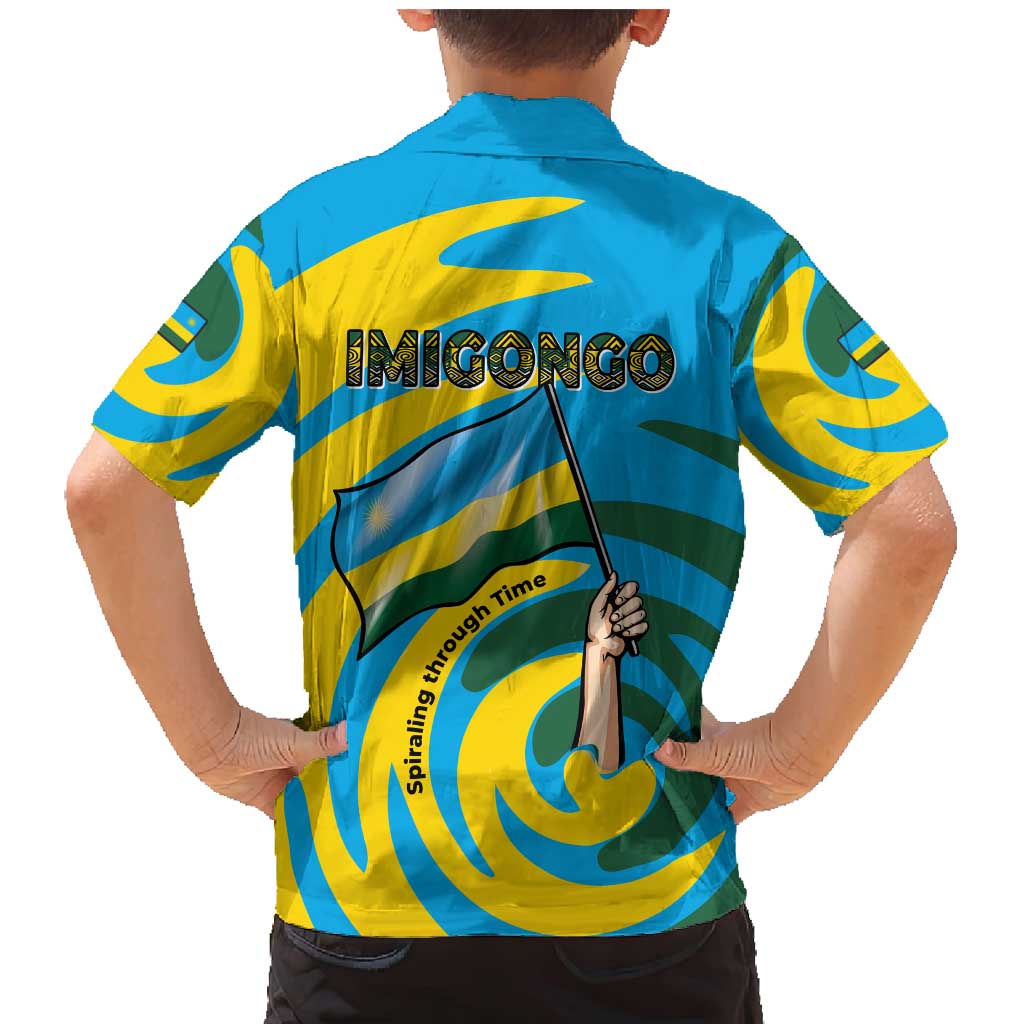 Rwanda Family Matching Mermaid Dress and Hawaiian Shirt with Imigongo Spiraling Flag Hand Wave Time Spirit