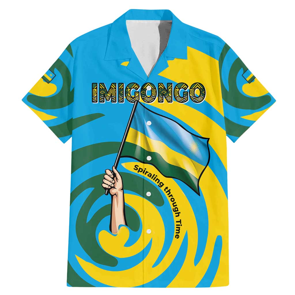 Rwanda Family Matching Mermaid Dress and Hawaiian Shirt with Imigongo Spiraling Flag Hand Wave Time Spirit