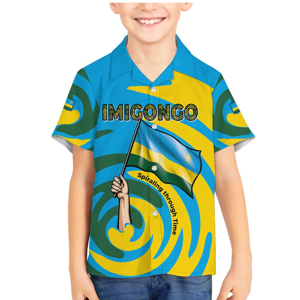 Rwanda Family Matching Mermaid Dress and Hawaiian Shirt with Imigongo Spiraling Flag Hand Wave Time Spirit