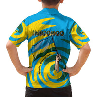 Rwanda Family Matching Off The Shoulder Long Sleeve Dress and Hawaiian Shirt with Imigongo Spiraling Flag Hand Wave Time Spirit