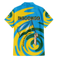 Rwanda Family Matching Off The Shoulder Long Sleeve Dress and Hawaiian Shirt with Imigongo Spiraling Flag Hand Wave Time Spirit