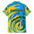 Rwanda Family Matching Off The Shoulder Long Sleeve Dress and Hawaiian Shirt with Imigongo Spiraling Flag Hand Wave Time Spirit