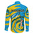 Rwanda Family Matching Off The Shoulder Long Sleeve Dress and Hawaiian Shirt with Imigongo Spiraling Flag Hand Wave Time Spirit