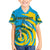 Rwanda Family Matching Off The Shoulder Long Sleeve Dress and Hawaiian Shirt with Imigongo Spiraling Flag Hand Wave Time Spirit