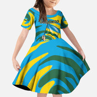 Rwanda Family Matching Off Shoulder Maxi Dress and Hawaiian Shirt with Imigongo Spiraling Flag Hand Wave Time Spirit