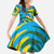 Rwanda Family Matching Off Shoulder Maxi Dress and Hawaiian Shirt with Imigongo Spiraling Flag Hand Wave Time Spirit