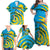 Rwanda Family Matching Off Shoulder Maxi Dress and Hawaiian Shirt with Imigongo Spiraling Flag Hand Wave Time Spirit