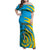 Rwanda Family Matching Off Shoulder Maxi Dress and Hawaiian Shirt with Imigongo Spiraling Flag Hand Wave Time Spirit